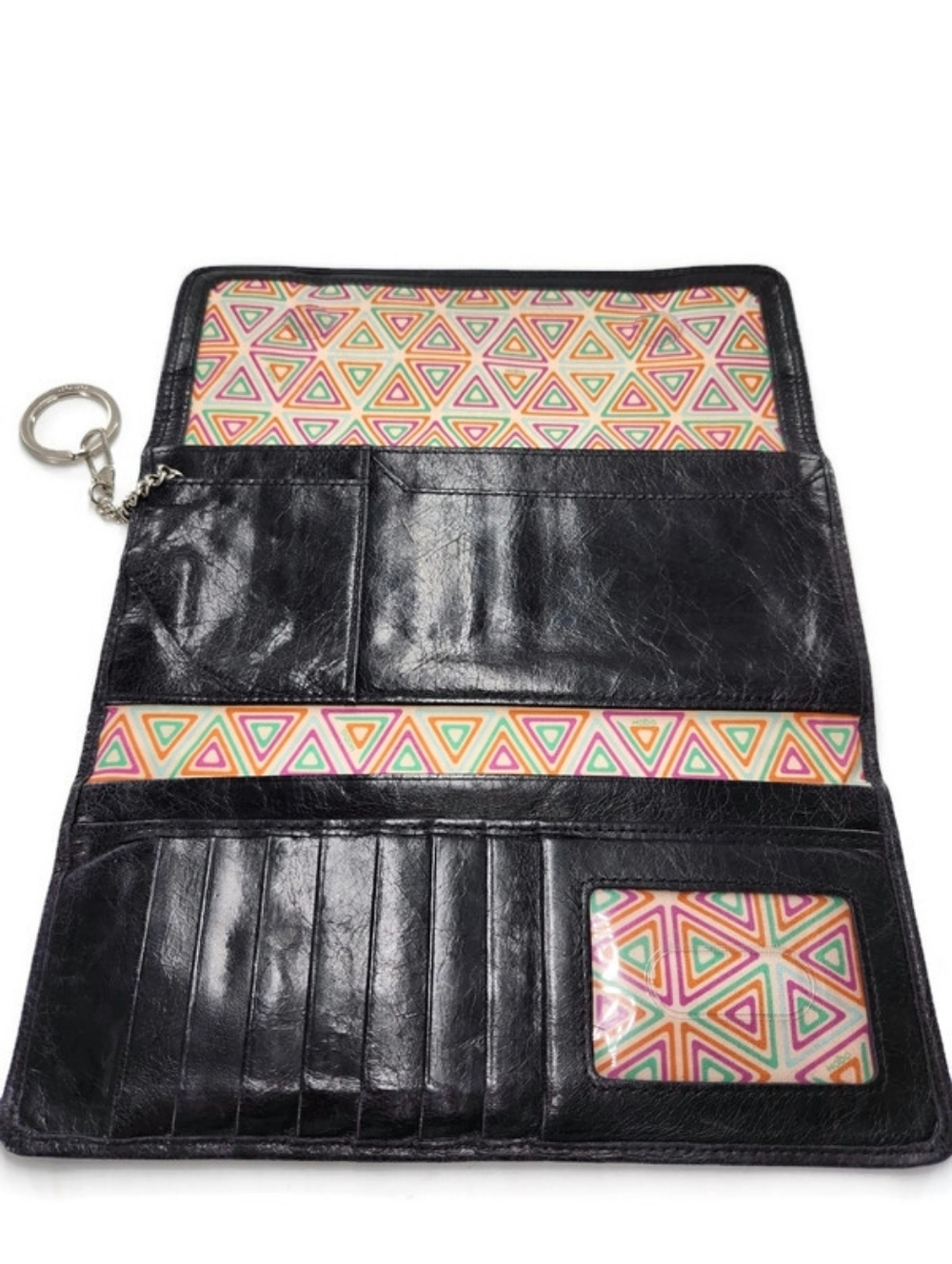 HOBO Sadie International Black Distressed Leather Tri-Fold Key Chain Wallet - Picture 9 of 14